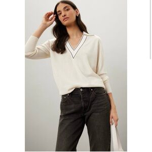Sandro Alizia Cream V-Neck Sweater